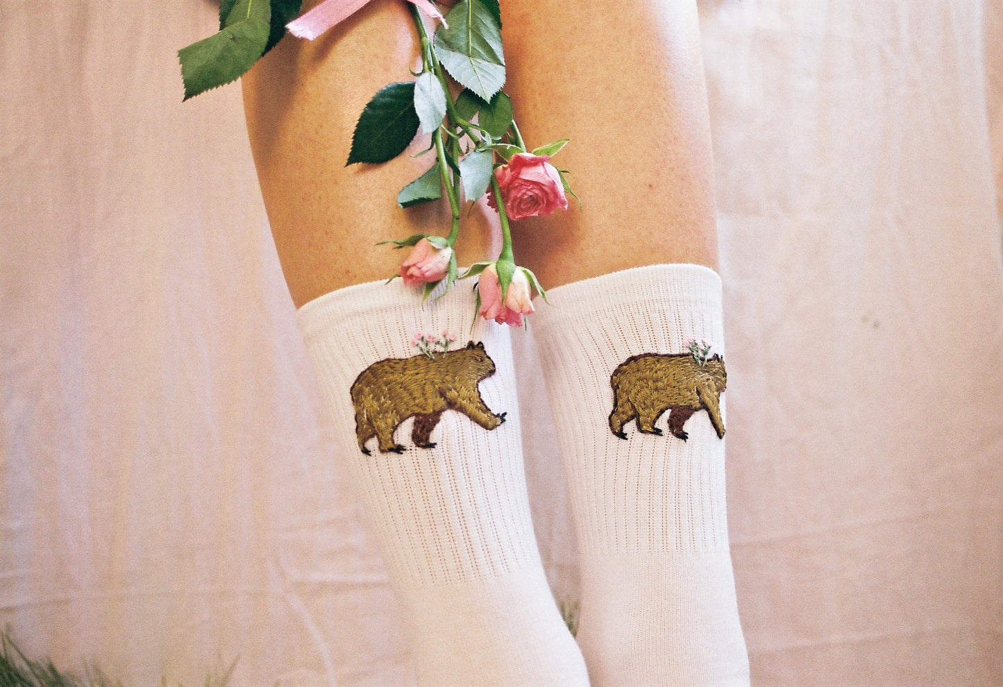 Socks With Hand Embroidered Motifs of Endangered and Edemic Species by Potka - Bazerdzan