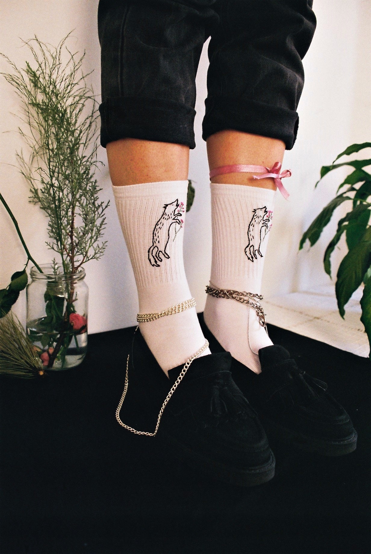 Socks With Hand Embroidered Motifs of Endangered and Edemic Species by Potka - Bazerdzan