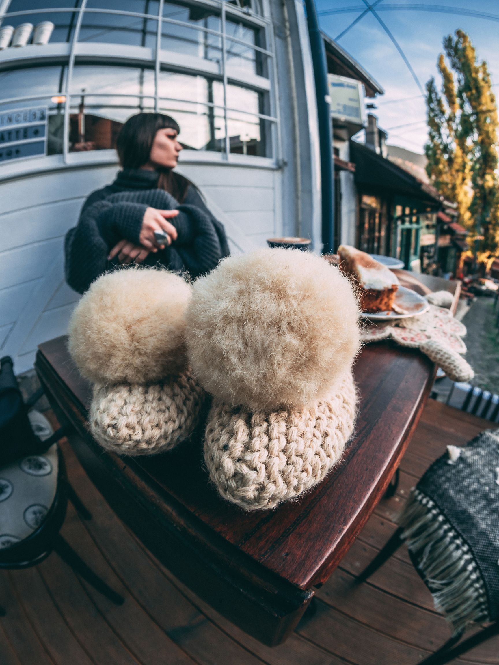 Wool crochet slippers (with non-skid sole) - Bazerdzan