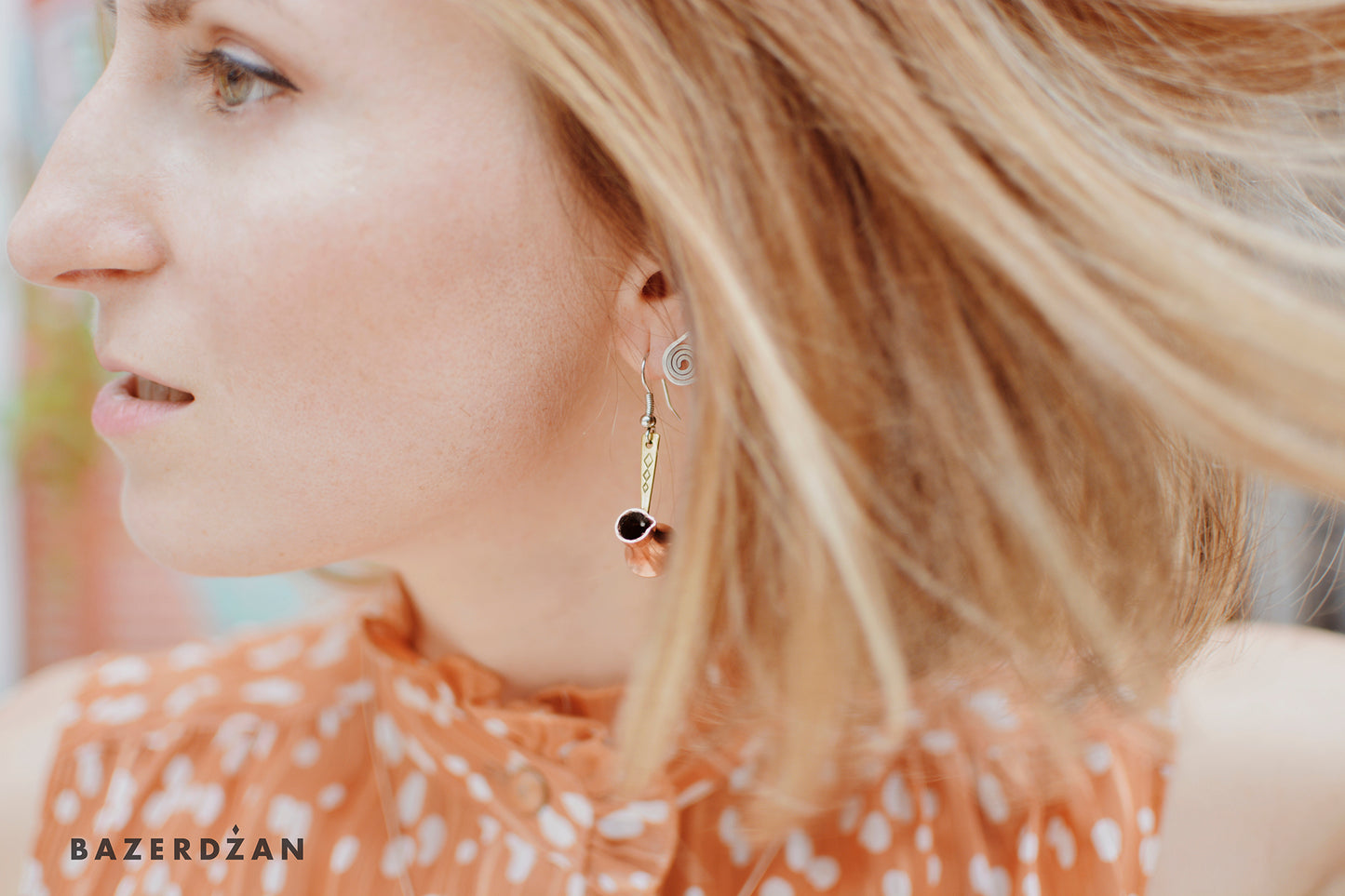 Dzezve Earrings (Material: Copper and Silver) - Bazerdzan