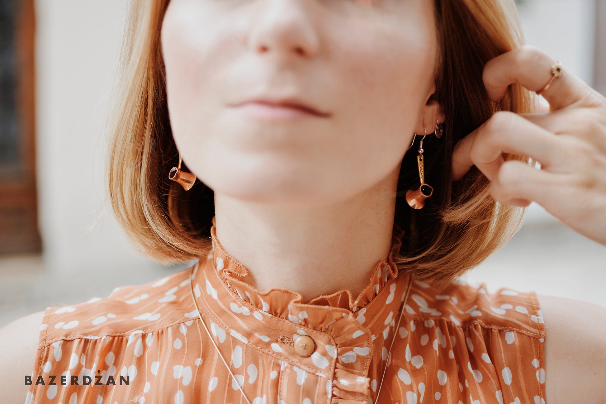 Dzezve Earrings (Material: Copper and Silver) - Bazerdzan