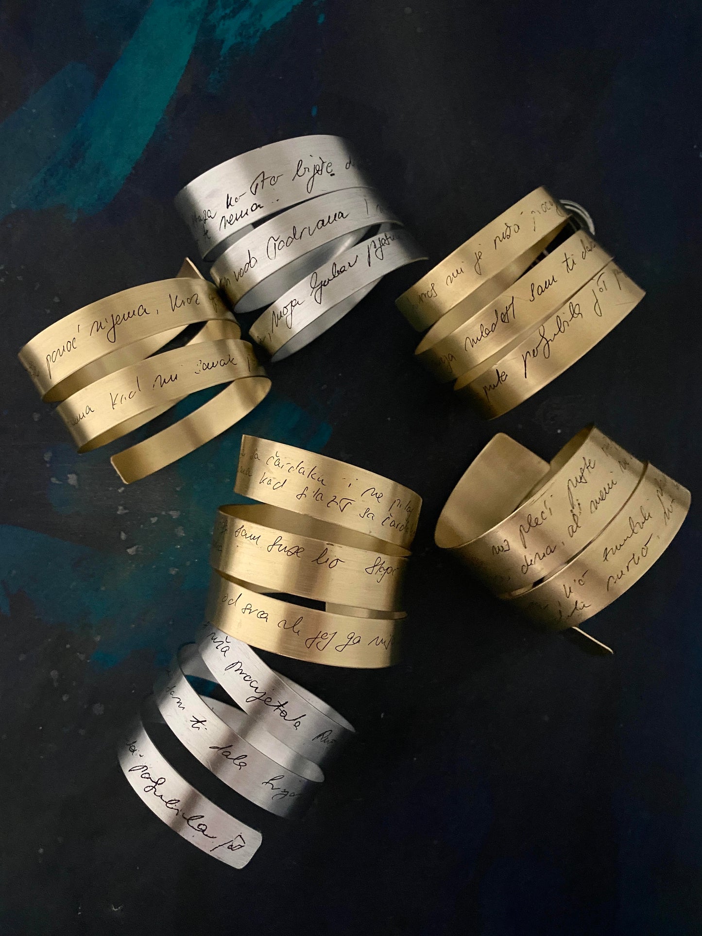 Zinc and Brass Bracelet With Engraved Sevdalinka by Werkstatt - Bazerdzan